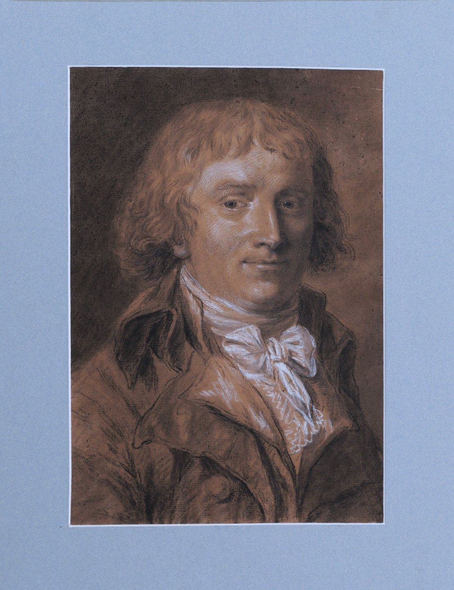 École FRANÇAISE du XVIIIème siècle, Portrait d'homme, dessin ancien-photo-3