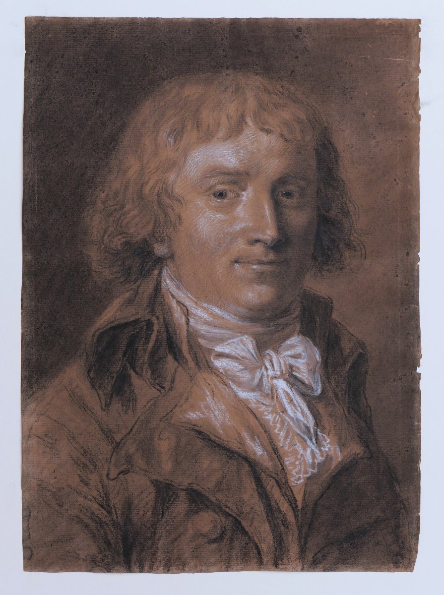 École FRANÇAISE du XVIIIème siècle, Portrait d'homme, dessin ancien-photo-4
