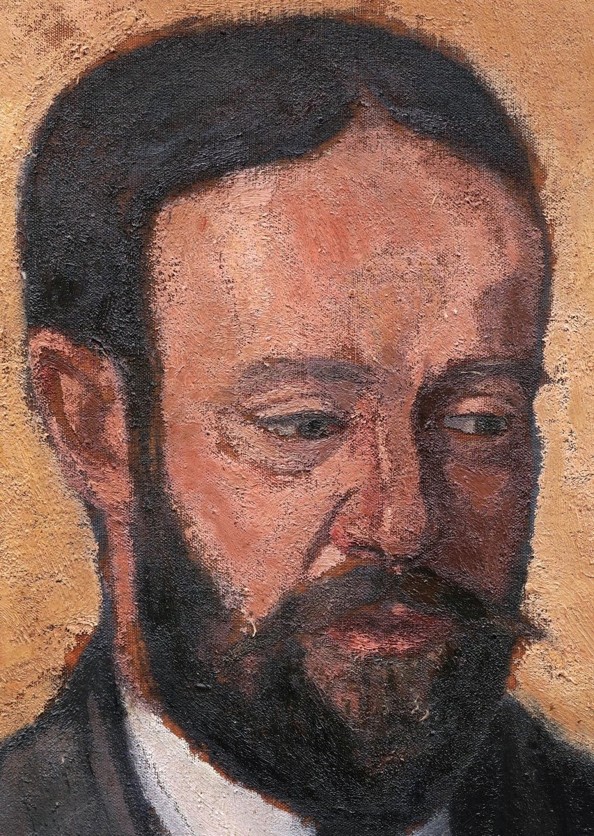 École FRANÇAISE ou ÉTRANGÈRE circa 1910, Portrait d'homme, tableau-photo-2