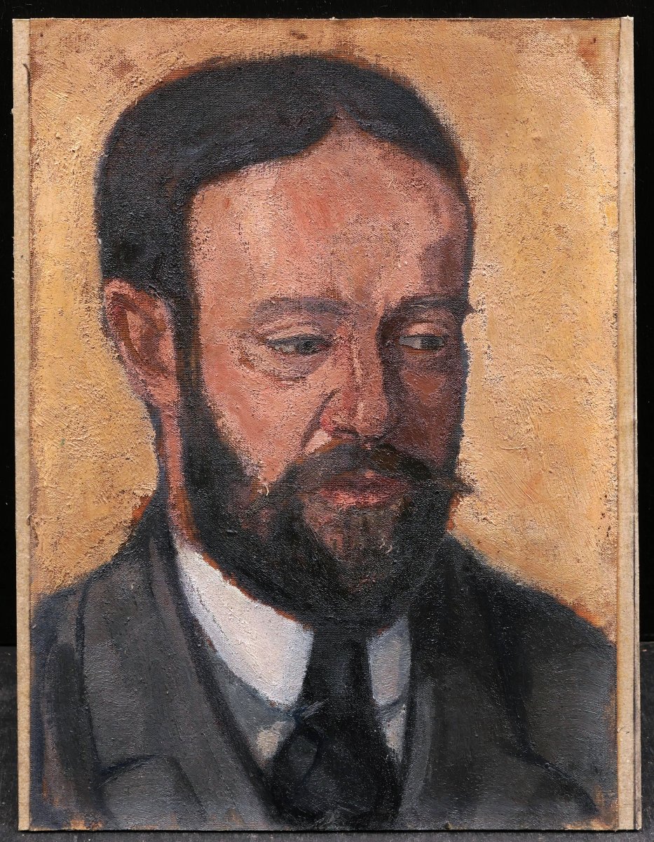 École FRANÇAISE ou ÉTRANGÈRE circa 1910, Portrait d'homme, tableau-photo-4