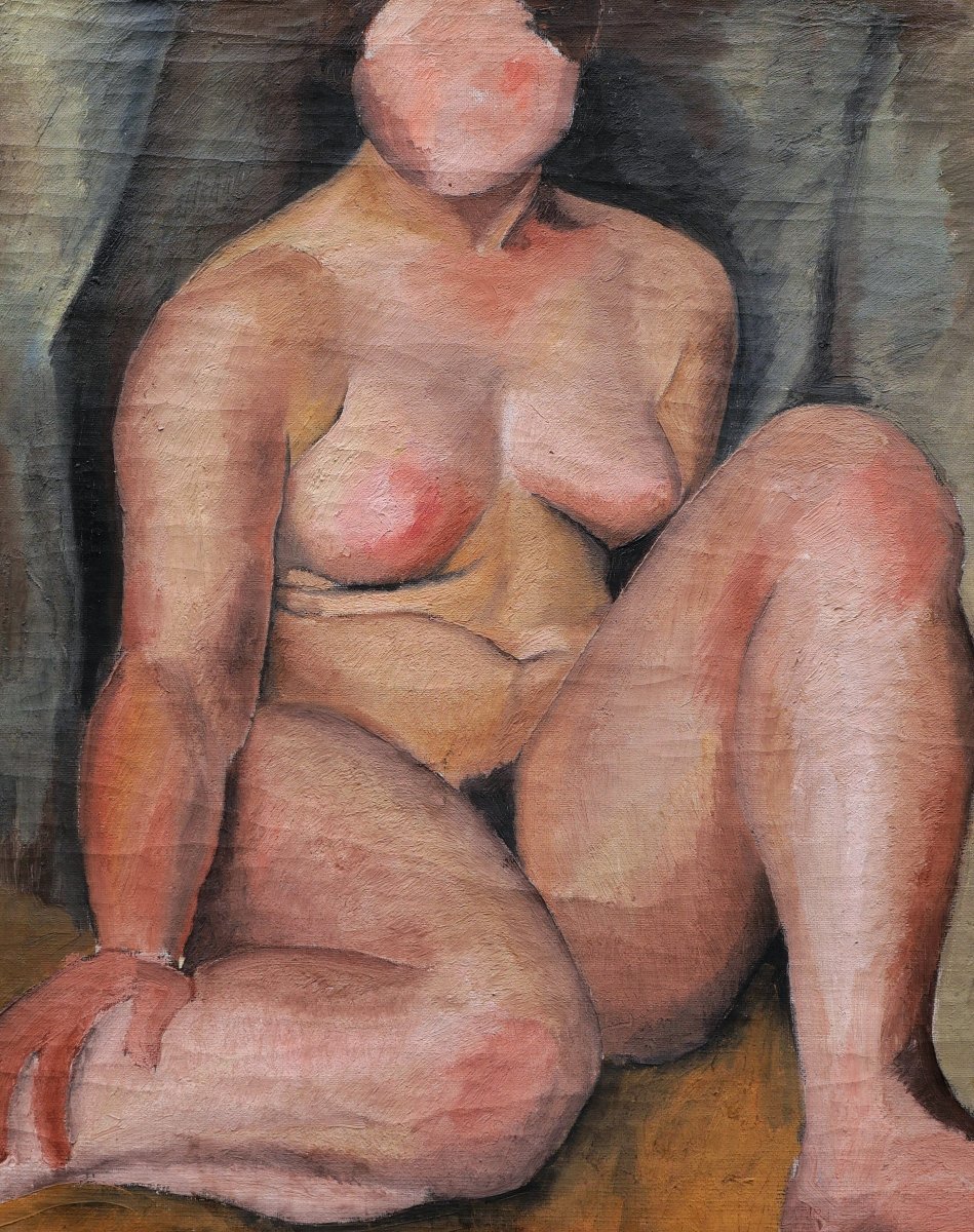 Paris School, Circa 1930, Seated Nude, Painting Of A Nude Woman