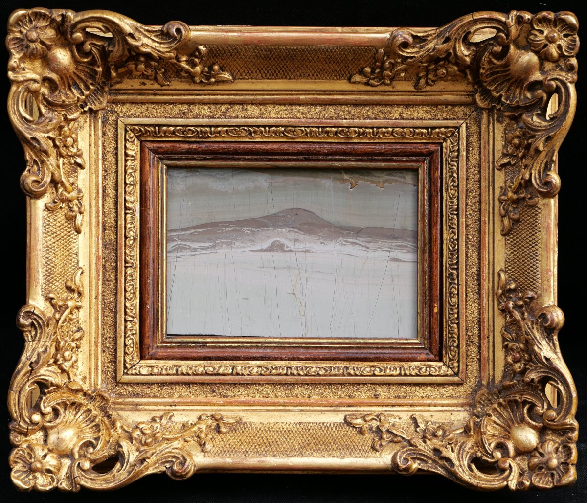 19th-century Florentine Work, Landscape With A Wave (or Mountain), Paesina Or Landscape Stone