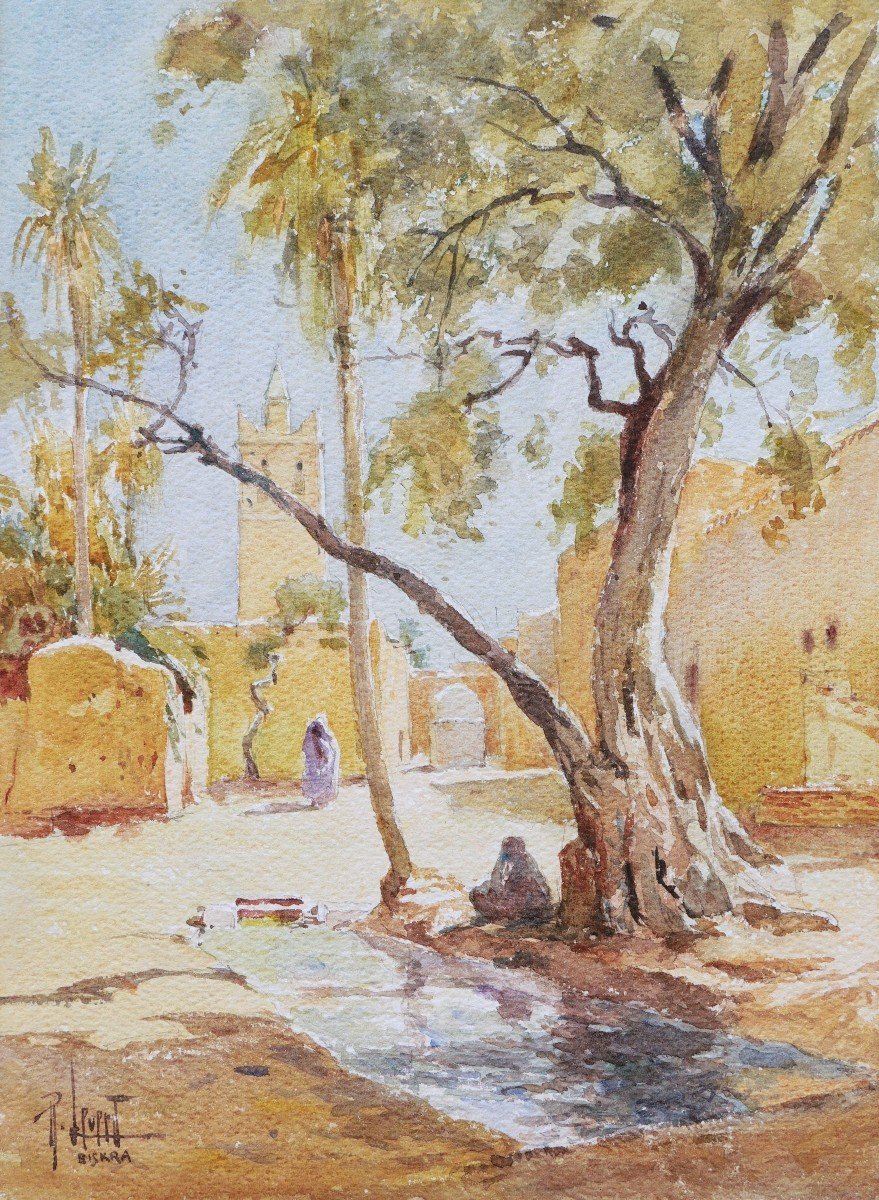 René LEVERD, Paysage à Biskra en Algérie