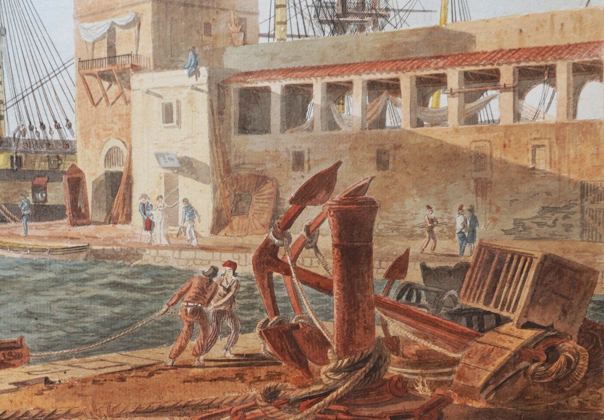 Jean-jérôme Baugean, Animated View Of The Port Of Toulon-photo-4