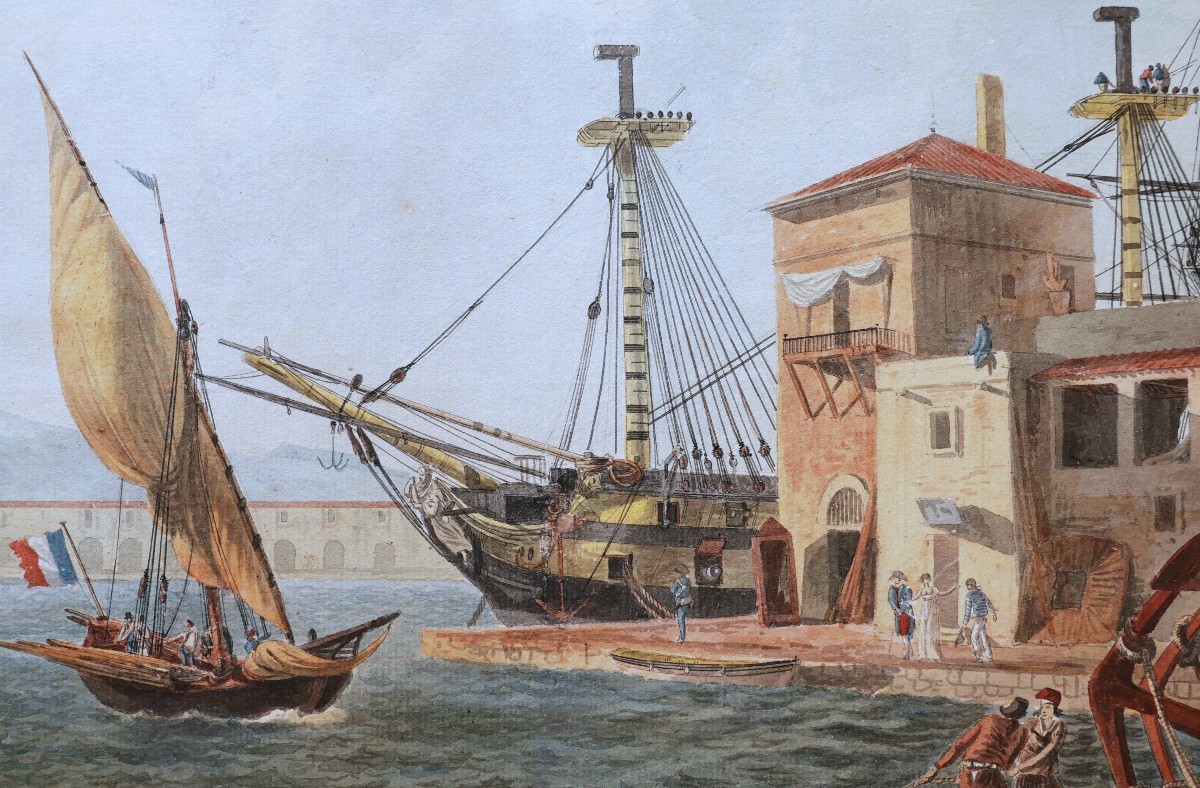Jean-jérôme Baugean, Animated View Of The Port Of Toulon-photo-3