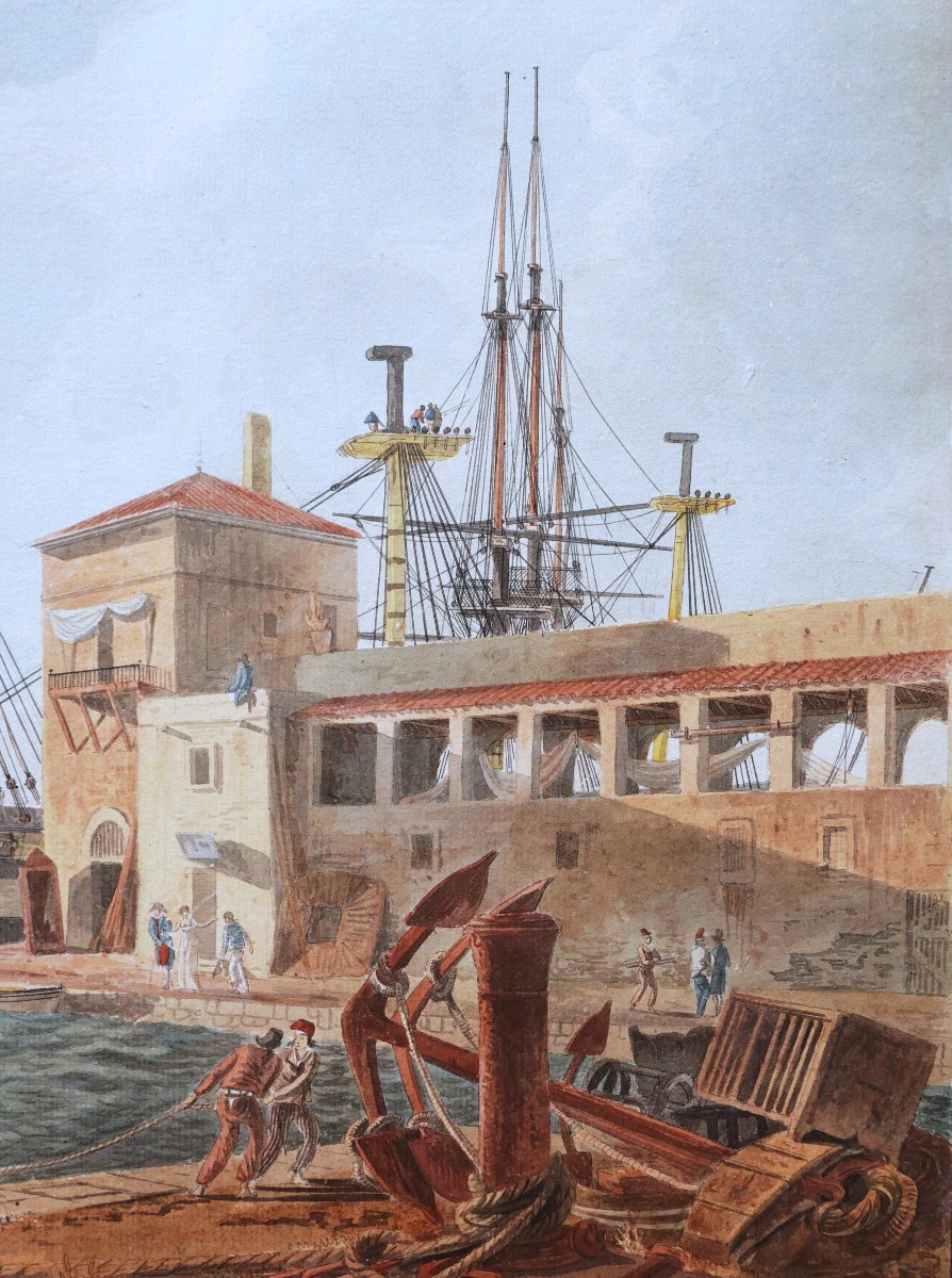 Jean-jérôme Baugean, Animated View Of The Port Of Toulon-photo-1