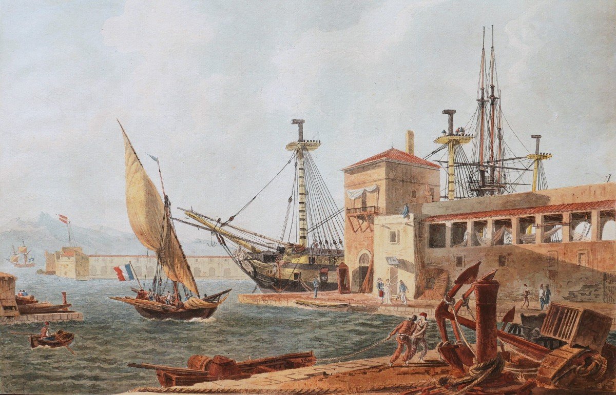 Jean-Jérôme BAUGEAN,  Vue animée du Port de Toulon