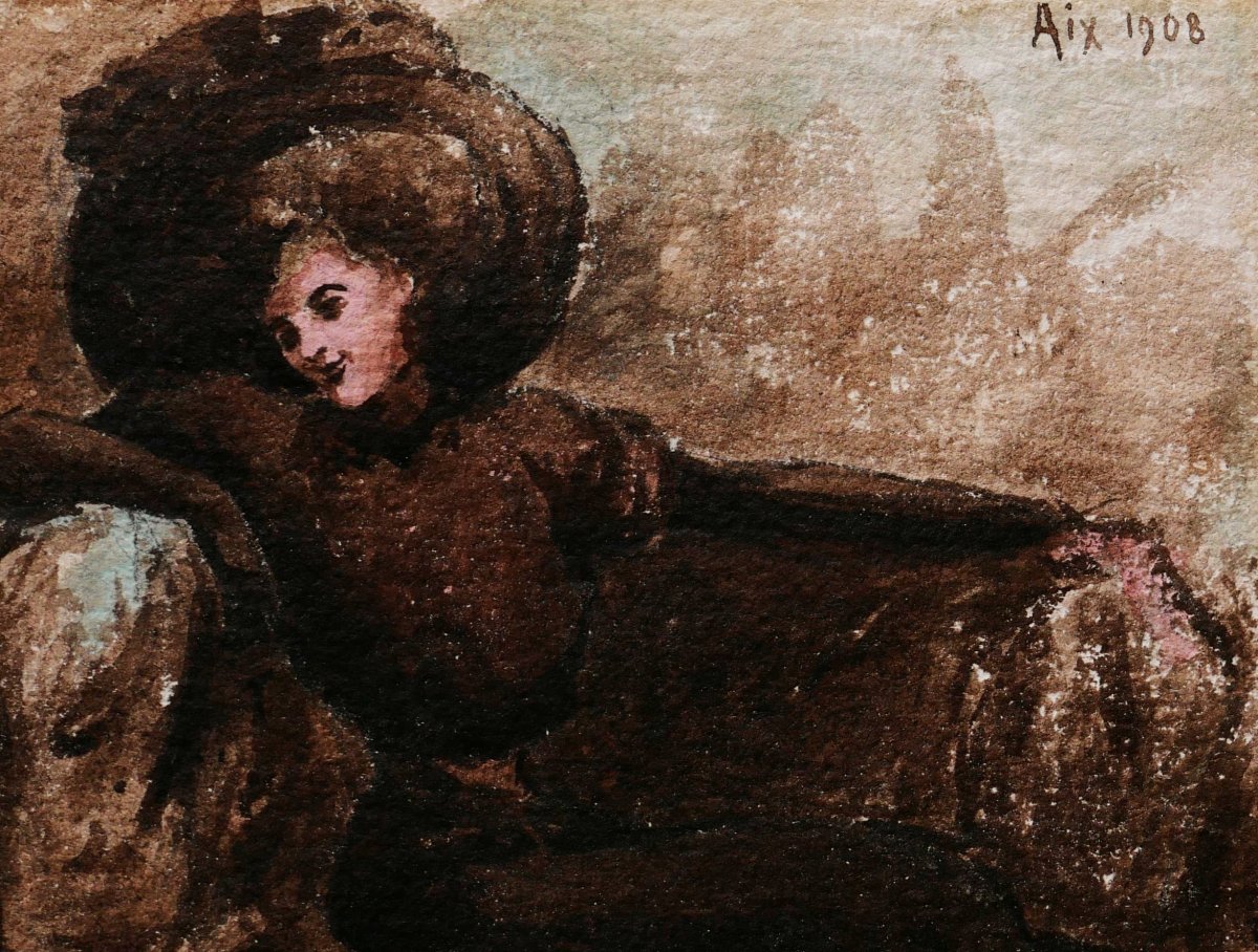 Attributed To Alfred Lombard, Lady On A Sofa-photo-2