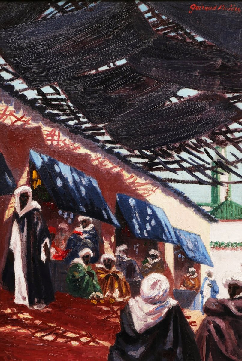 Maurice GUIRAUD-RIVIÈRE, Scène de souk à Fès au Maroc-photo-4