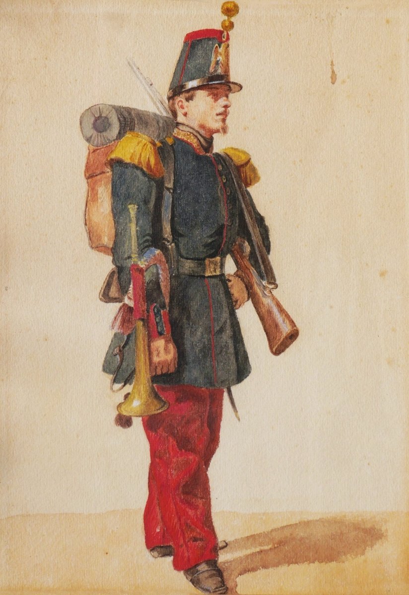 École FRANÇAISE fin XIXème siècle, Trois études de militaires du Second Empire-photo-2