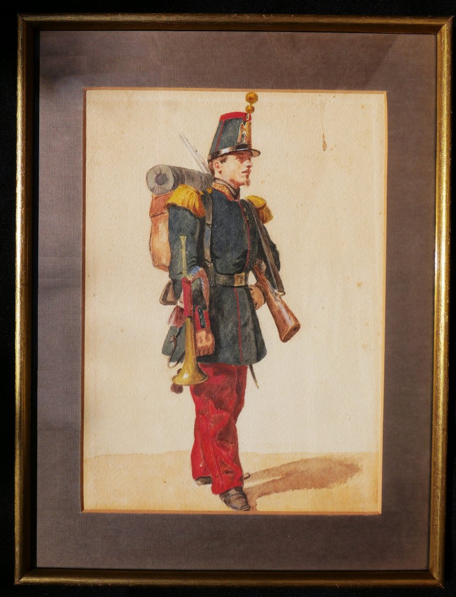 École FRANÇAISE fin XIXème siècle, Trois études de militaires du Second Empire-photo-4
