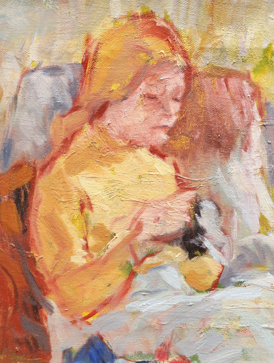 Réginald SCHOEDELIN, dit SCHEDLIN, Femme assise auprès d'un berceau-photo-2