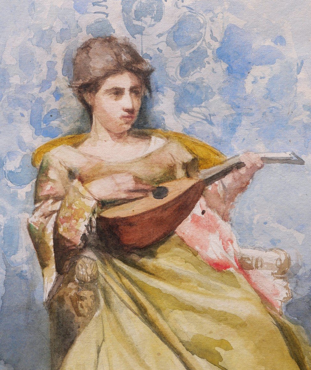 Armel De Bloquel De Croix, Baron De Wismes, Young Woman With The Mandolin-photo-2