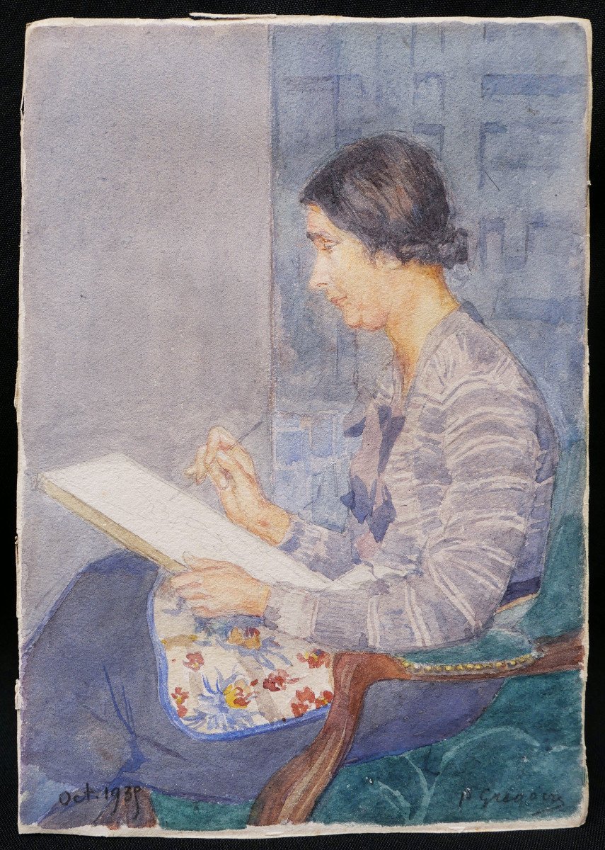 Paul GrÉgoire, Portrait Of Mme Grégoire Painting-photo-1