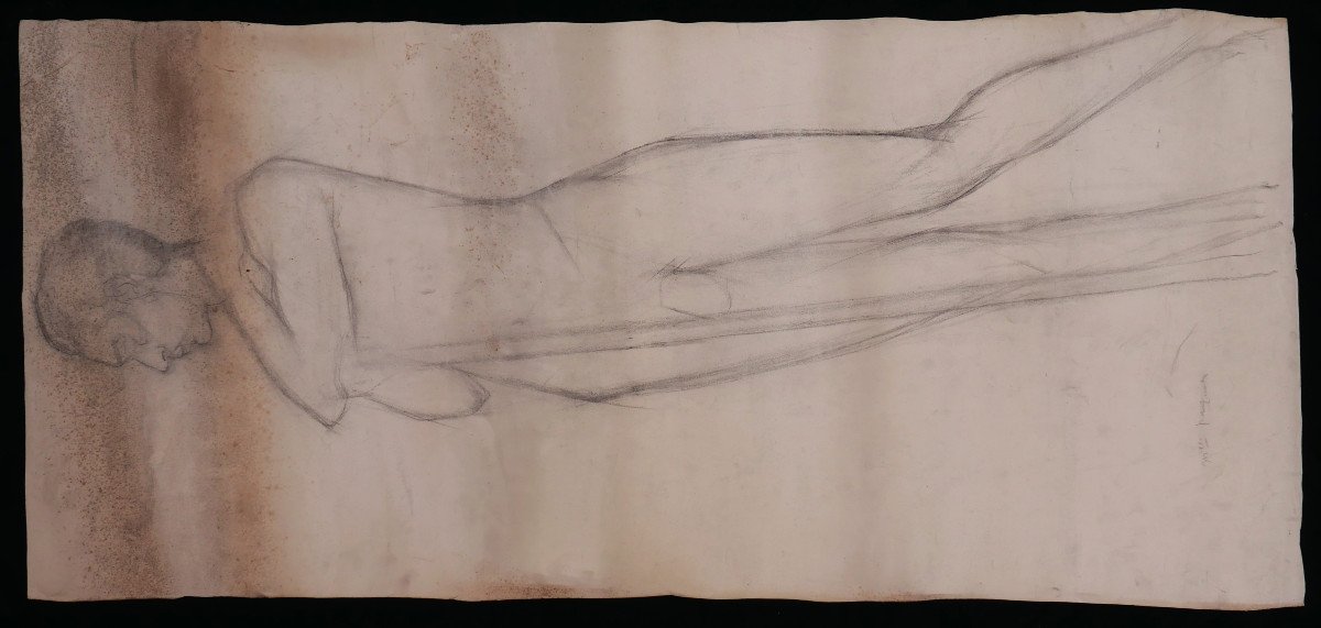 Jeanne Paquet, Naked Man Leaning On A Stick (large Format)-photo-1