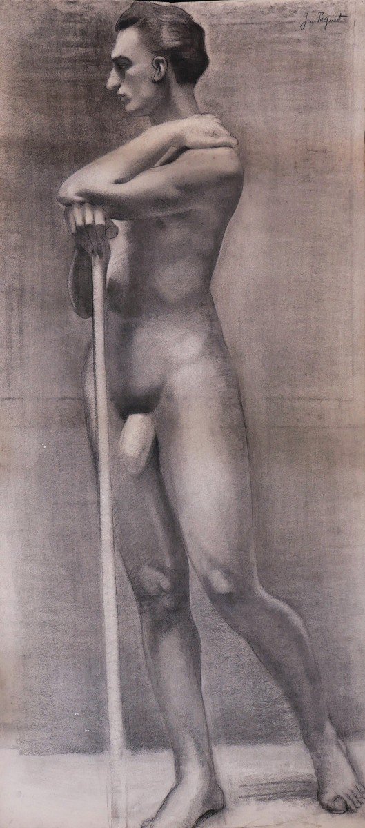 Jeanne Paquet, Naked Man Leaning On A Stick (large Format)