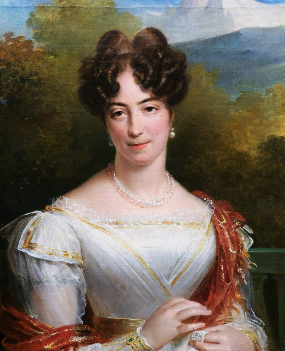 French Or Swiss School Of The Early 19th Century, Portrait Of A Woman In A White Dress