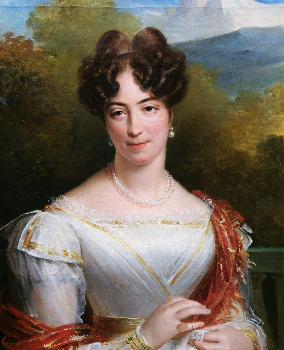 École FRANÇAISE ou SUISSE du début du XIXème siècle, Portrait de femme en robe blanche