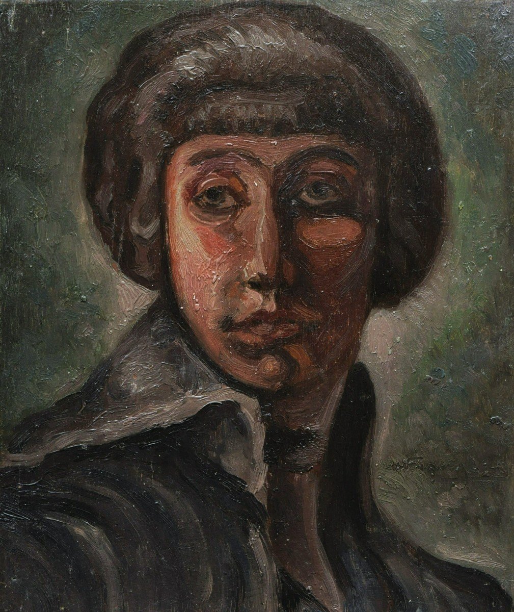 French School Circa 1920, Portrait Of A Brunette Woman