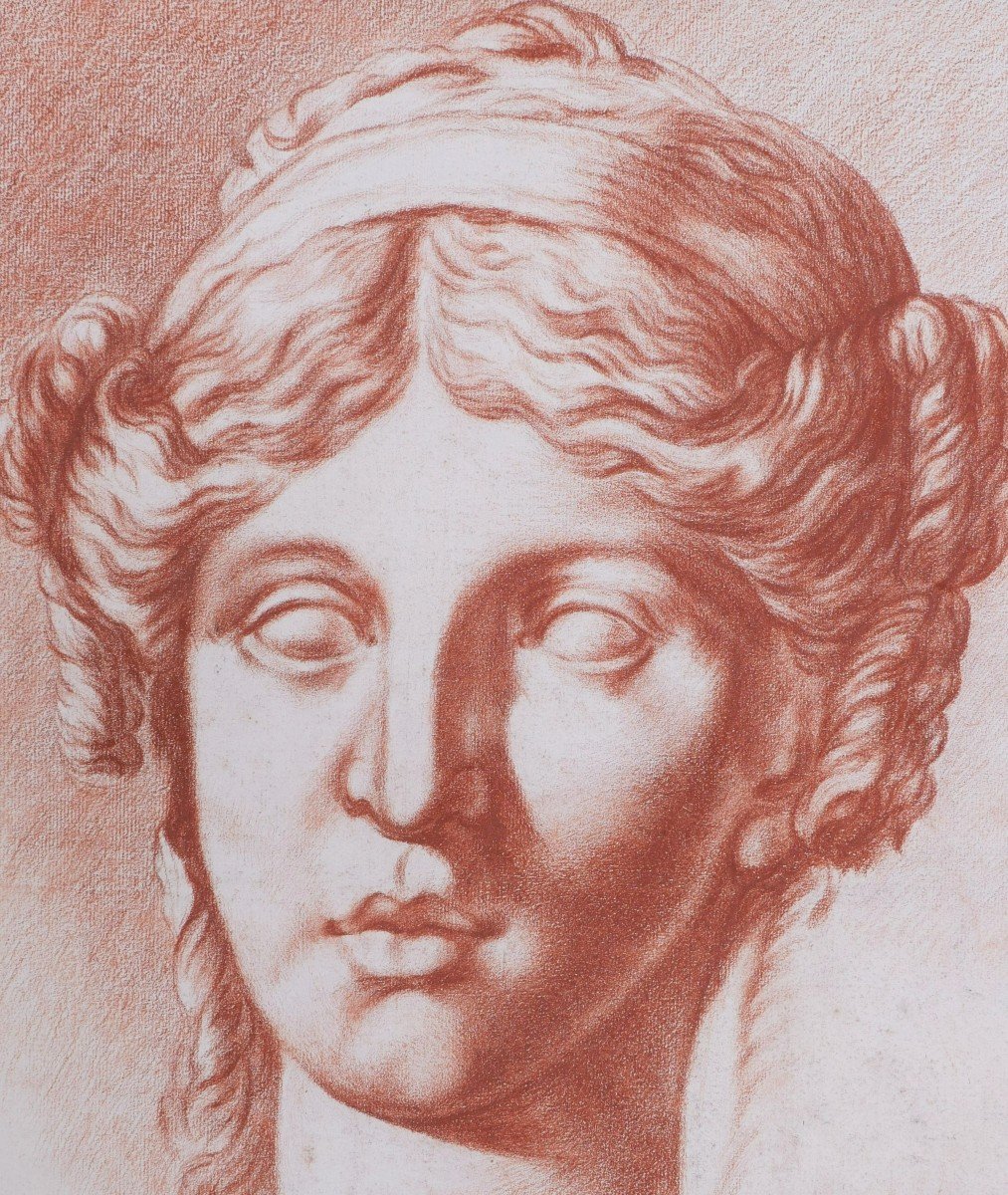 École FRANÇAISE début XIXème siècle Tête de femme aux tresses à l'antique-photo-4