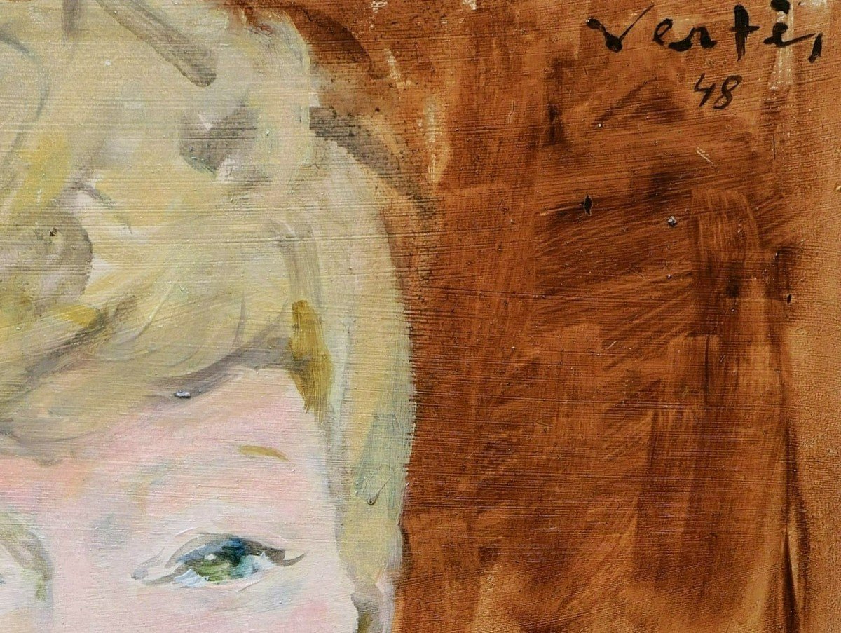 Marcel VERTÈS, Portrait de jeune femme blonde aux yeux bleus-photo-3