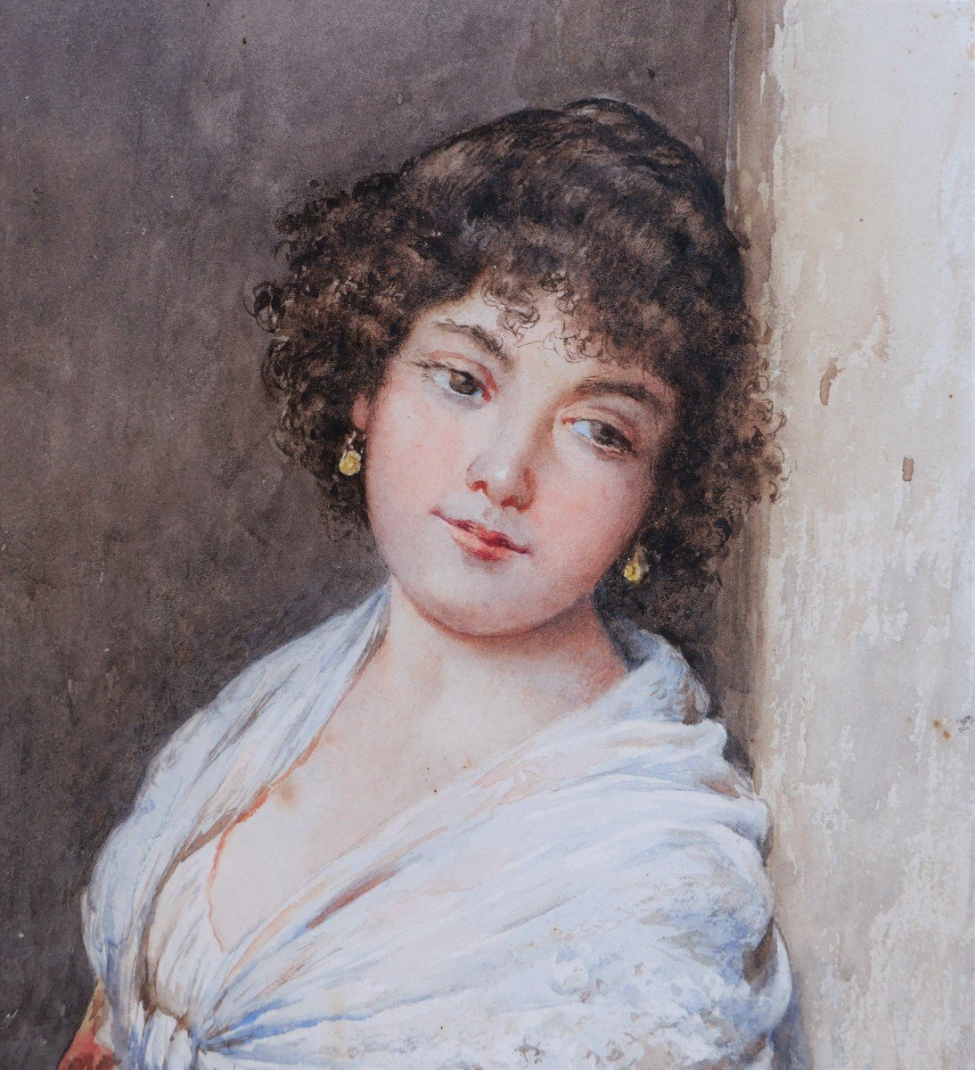 Attribué à Eugen Alfons VON BLAAS, Jeune Italienne à la fenêtre-photo-2