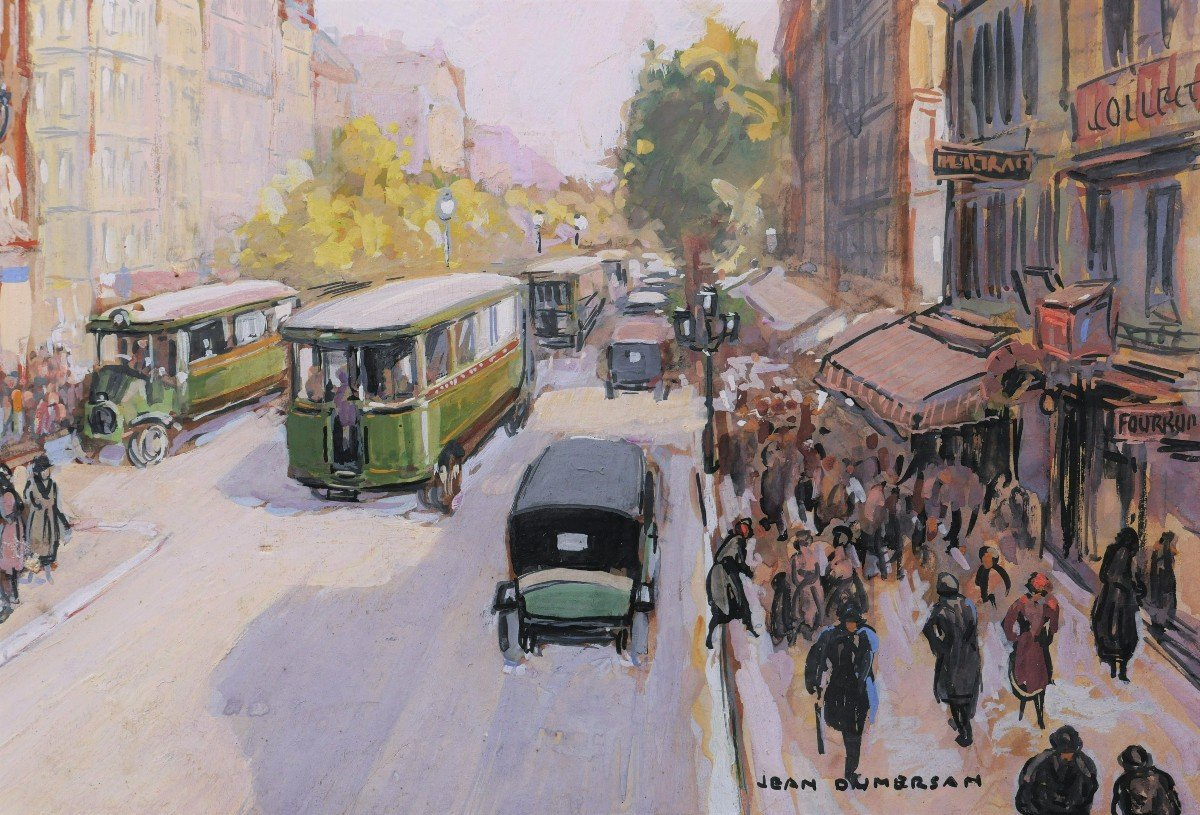 Jean Dumersan, Animated View In Front Of Porte Saint-denis In Paris-photo-2