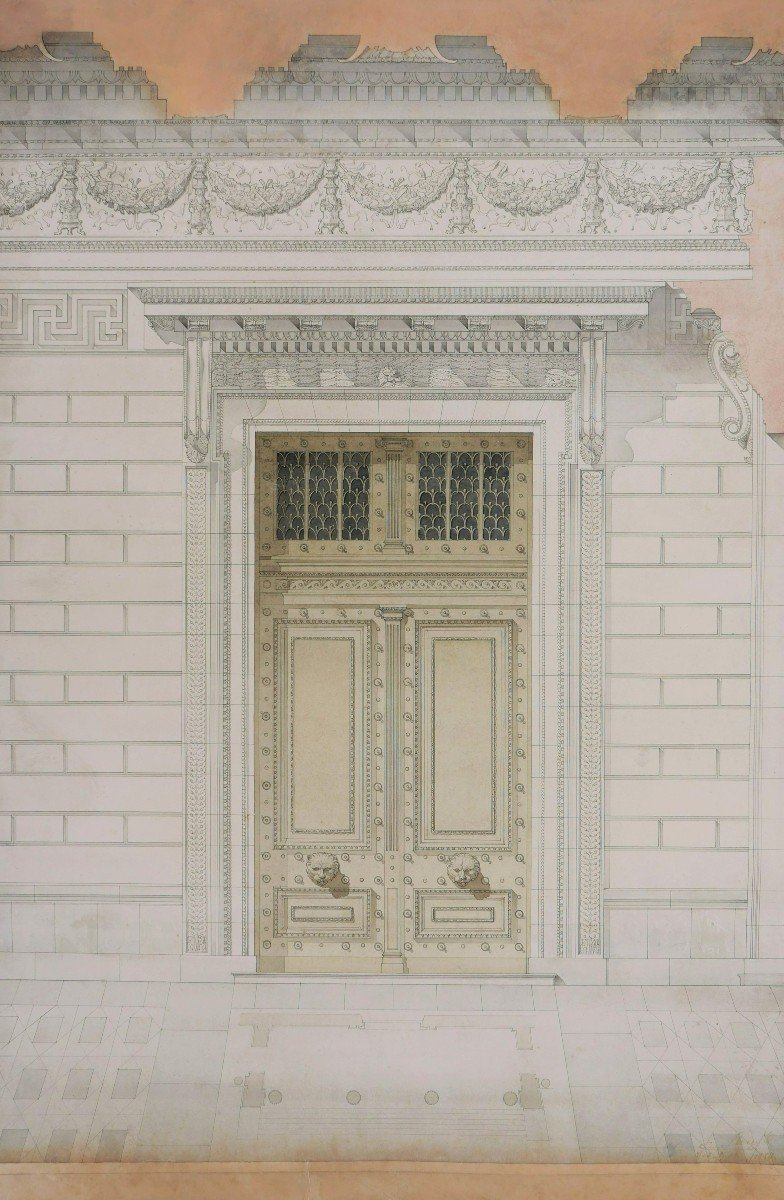 C. ROUGHOL, Projet de porte sur une façade néoclassique