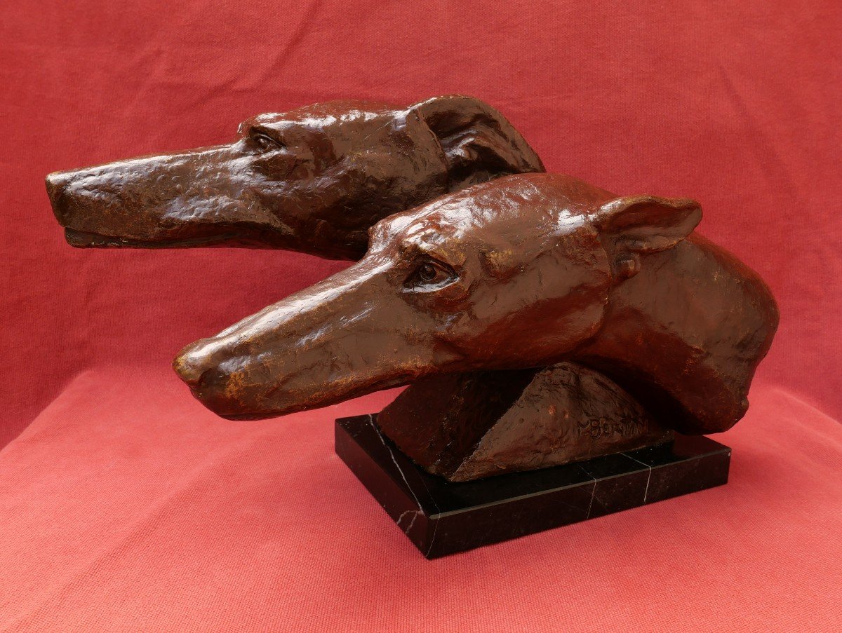 M. Bertin, Two Greyhound Heads