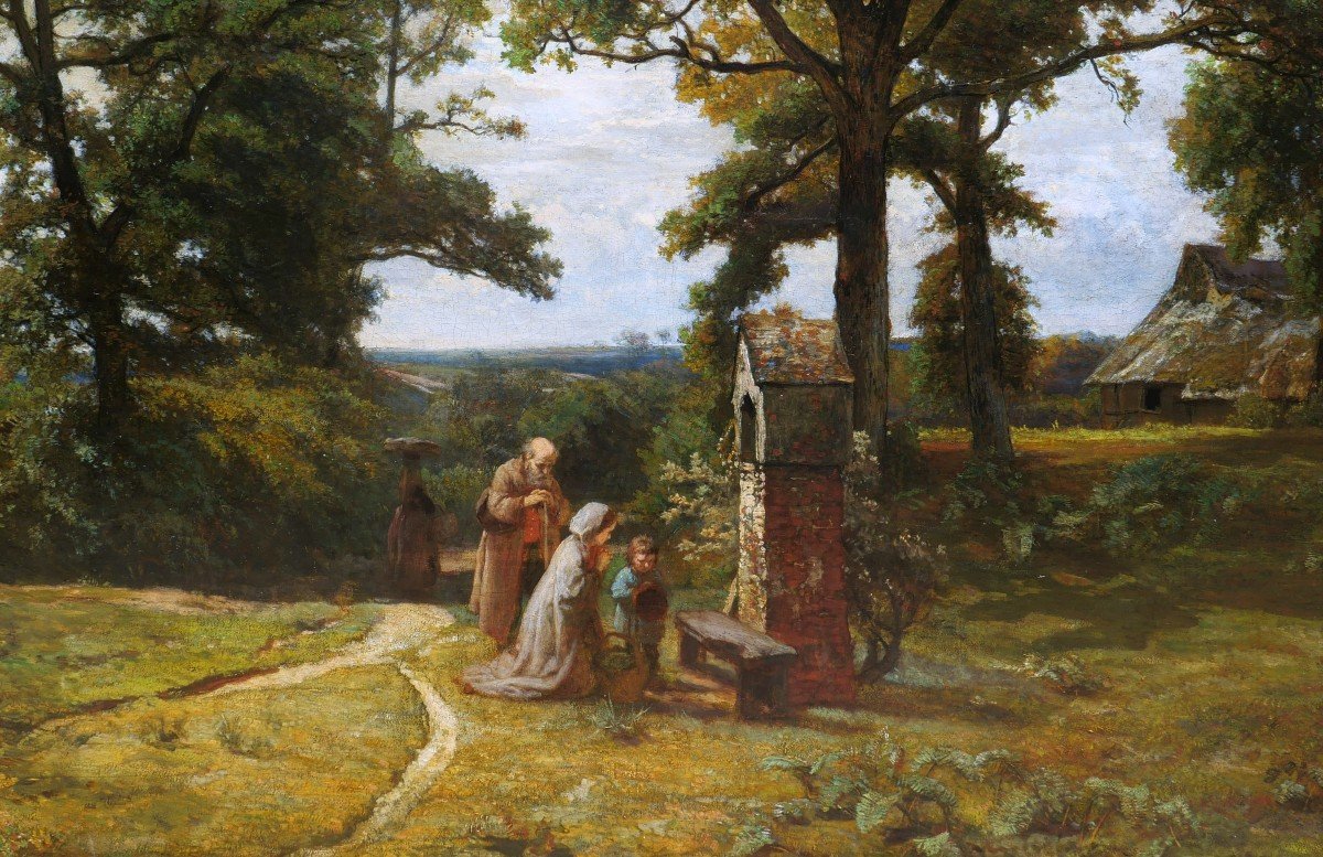 Théodore FOURMOIS et Eugène François de BLOCK, Famille dans la campagne (La Sainte Famille) GRAND FORMAT-photo-3