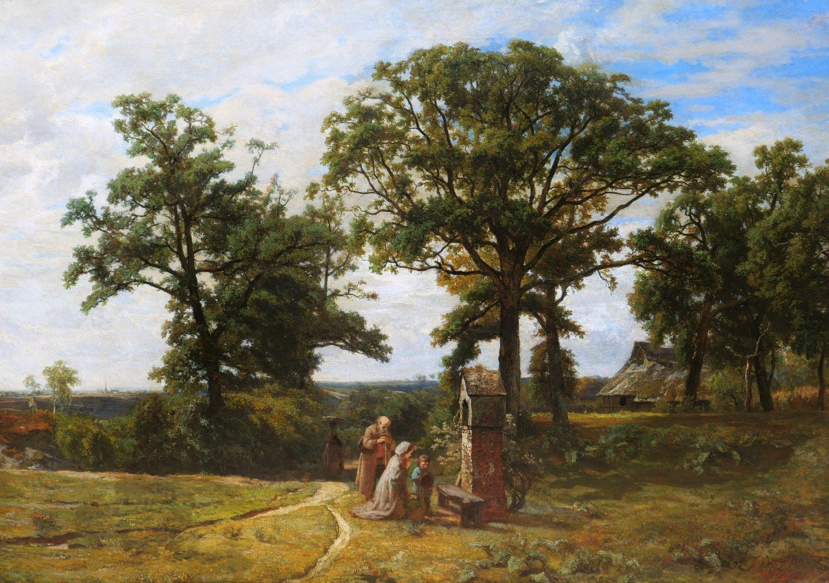 Théodore FOURMOIS et Eugène François de BLOCK, Famille dans la campagne (La Sainte Famille) GRAND FORMAT