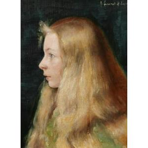 Augustine Louvat-bibard, Little Blonde Girl In Profile