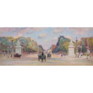 Pierre CHAPUIS, Vue animée en bas de de l'Avenue des Champs-Élysées