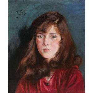 Charles PERRIN, Portrait de jeune fille aux yeux verts