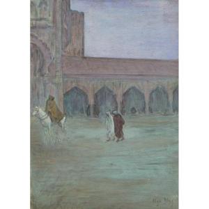 Olga Bing, Lively Scene At Night In The Courtyard Of A Mosque