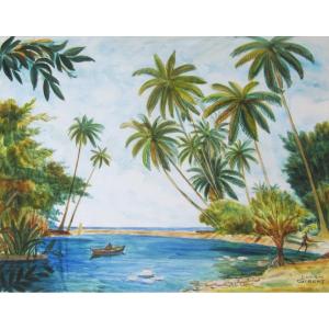 Lucien GIBERT, Paysage de la Martinique ou d'Afrique 