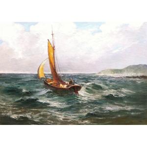 Attributed To émile Godchaux, Boat And Sailors At Sea (large Format)