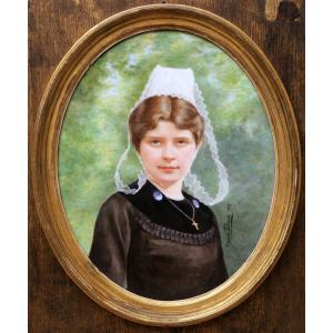 Thibaut Cameo, Young Breton Woman In Cornish Headdress