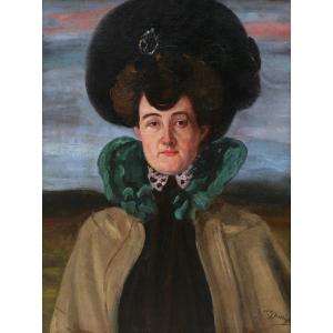 Francisco Iturrino Gonzales, Portrait Of Mauricia De Thiers With A Hat