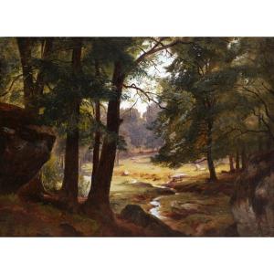 Paul Weber, Landscape With A Stream In A Clearing