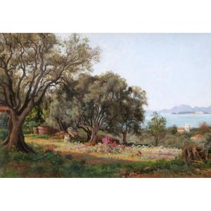 French School Circa 1900, View Of Sainte-marguerite Island From Juan-les-pins