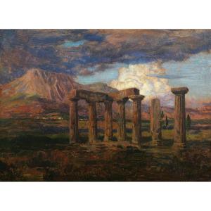 Marie Auguste Émile René MÉNARD, Le Temple d'Apollon à Corinthe, Grèce