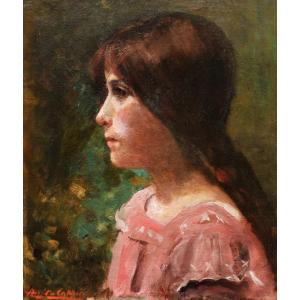 Ana De Carrié, Known As Anita Carrie, Portrait Of A Little Girl In Profile