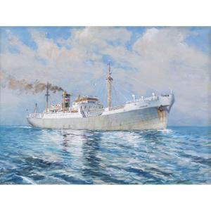 Attribué à Albert BRENET, Le Cargo Le Crozon