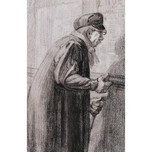 Attribué à Théophile Alexandre STEINLEN,  Homme lisant les affiches