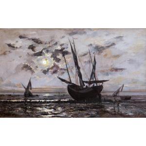 Hippolyte Camille DELPY, Marine nocturne à Cancale