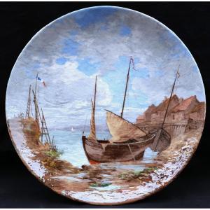 Lucien Jules Clément d'Eaubonne For Félix-optat Milet In Sèvres, Slip-cast Plate