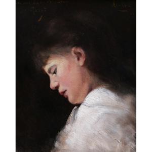 Francis Garat, Portrait Of A Little Girl In A White Dress (loulou)