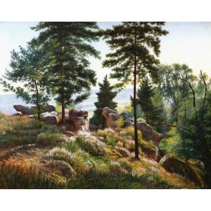 French School, Late 19th Century, Landscape With Rocks In The Fontainebleau Forest