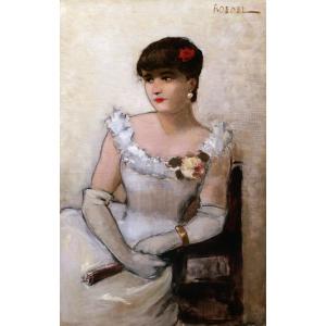 Eugène Jérôme Auguste ROEDEL, Élégante assise à l'éventail (La Goulue ?)